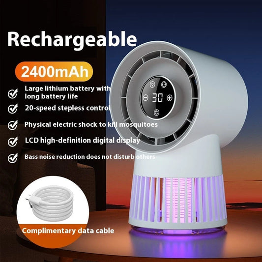 2-in-1 Mosquito Killer Fan — Rechargeable Desk Fan & Night Lamp