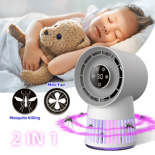 2-in-1 Mosquito Killer Fan — Rechargeable Desk Fan & Night Lamp